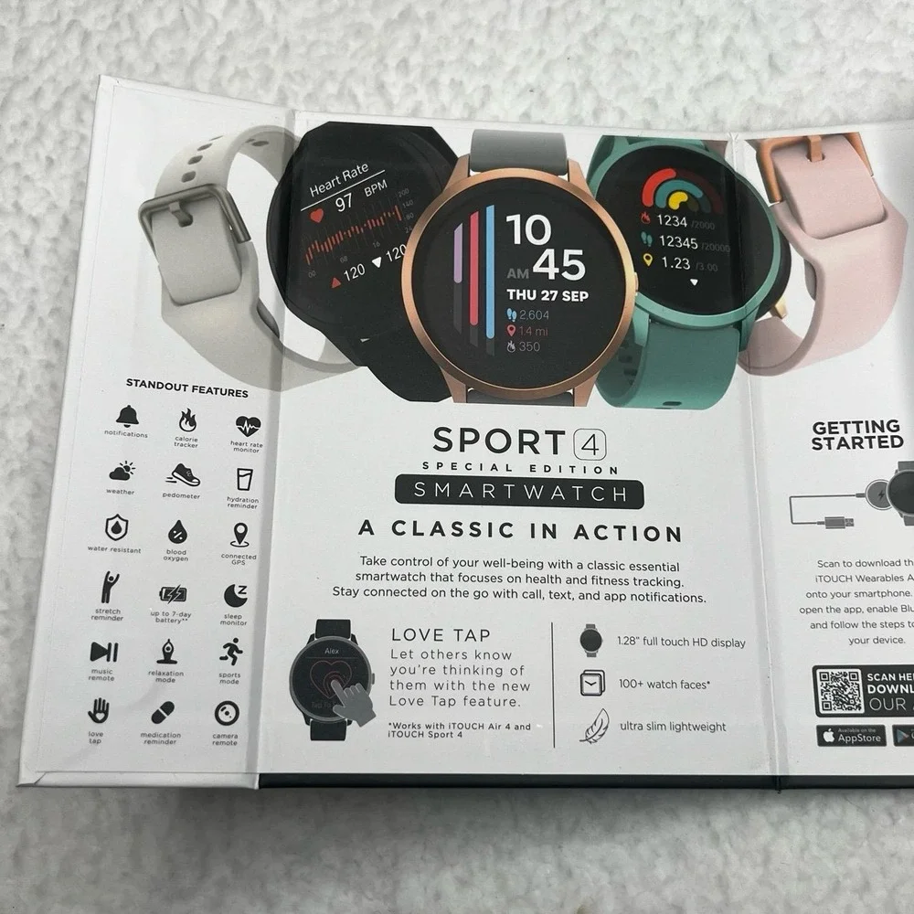 iTouch Sport 4 Special Edition With Crystals Black Rose Gold Smartwatch NIB
